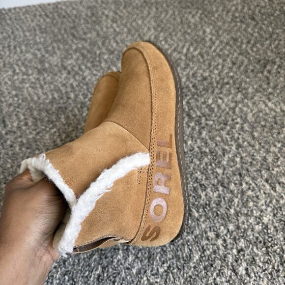 SOREL NAKISKA WOMENS SUEDE LINED SLIPPER BOOTS Camel Brown Size 8 Comfort - Picture 5 of 9